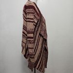 Charlotte Russe  Burgundy & Blush Marled Stripe Watetfall Cardigan Size Medium Photo 2