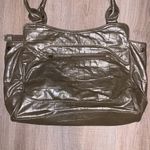 Gold Pewter metallic faux leather buckle handbag Photo 3