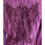 Rock & Roll Cowgirl Pink Embroidered Western Shirt LARGE Angel Wing Western RARE Photo 5