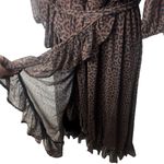 NEW KOKO + MASON Leopard Print Ruffle Midi Dress Holiday Event Wedding Guest M Brown Size M Photo 5