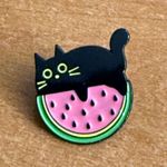 Black Cat Watermelon Enamel‎ Pin Photo 0