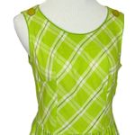 Vintage 60’s Handmade Lime Green Plaid Apron Style Fit and Flare Dress S Photo 3