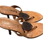 Schutz  Natalie Brown Leather Medallion Sandals Heels Photo 0
