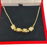 The Love Necklace Gold Tone Reversible Cube Letter & Heart Crystal Pendant Photo 1