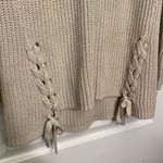 Pink Rose  Beige Sweater with Lace-Up Sides Photo 2