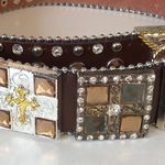 West Star Texas Rhinestone Crosses Belt Medium Brown Photo 5