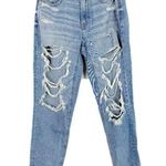 American Eagle Distressed Stretch Mom Jean Ripped Destroyed Size 4 SHORT EUC Photo 0