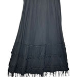 Soft Surroundings  Women Maxi Skirt PL Black Tiered Fringe Boho Festival Artwear Photo 0