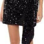 Likely  Black Asymmetrical Sequin Dress Photo 0