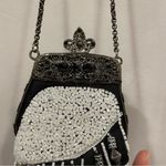 Stunning beaded teardrop bag tassels jewels fancy antique vintage Black Photo 4