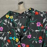 Impressions 80’s vintage  black floral button front blouse Size medium Photo 3