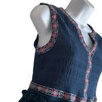 THML  Women Top S Blue Southwest Embroidered Gauzy Fringe Boho‎ Cowgirl Festival Photo 4