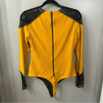 Alice + Olivia  Body Suit Long Sleeve Lace Body Suit Mustard Yellow Size Large Photo 4