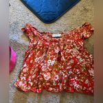 Flynn Skye  red floral blouse L Photo 1