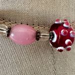 Liza Blake Lampwork Glass choker Necklace w/ Sterling Components Pink Photo 3