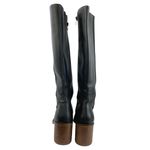 Portland Leather Patina Black Leather Block Heels Zip Up Knee High Boots Sz 8.5 Photo 2