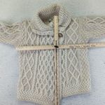 Carraig Donn Cable Knit Merino Shawl Collar Medium Cardigan Sweater Ireland Tan Photo 4