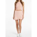 Danielle Guizio GUIZIO Gemma Cable Knit Wool-Blend Wrap Mini Skirt, Pink, XS Photo 5