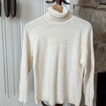 Cream Italian Merino Wool & Cashmere Dolman Sleeve Turtleneck Cableknit Sweater White Size M Photo 0