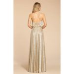Hayley Paige Occasions Women's Gold Metallic Bridesmaid Gown Dress Size 10, 5953 Photo 1