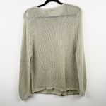 White Stag  Women's L Willow Green Open Knit Pullover Sweater Ramie Cotton Blend Photo 5