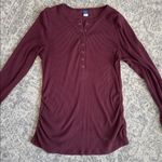 Old Navy  Maternity Long-Sleeve Henley Top in Raisin Arizona Photo 0
