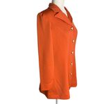 Buttons Vintage 70s Leisure Pant Suit S Orange Stretch Knit Pockets Zipper Photo 5