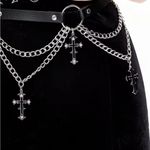 Black and Silver Chain Belt with Cross Charms Photo 2
