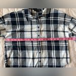 Sanctuary  100% Cotton Navy & Cream Plaid Cropped Button Down Cowgirl Western - S Photo 3