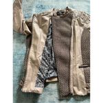 Montanaco Tan Brown Faux Leather Moto Style Jacket with Cabled Panel Inserts XL Photo 4