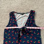 Riley & James  | Navy Blue & Red Cherry Print Crop Top | Size Medium Photo 7