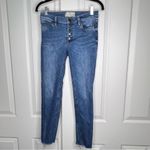Free People  | Button Fly Skinny Jeans with Distressed Hem Photo 12