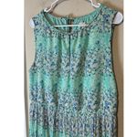 Maison Jules  Maxi Dress pleated Mint green floral sleeveless sz L 12-14 Easter Photo 1