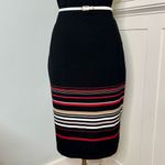 White House | Black Market  Striped Slimming Sheath Dress Leather Trim 6 Small Photo 4