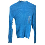 Chaus Mock neck, long sleeve silk blue shirt‎ size medium NWT Photo 1