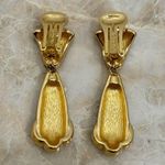 Christian Dior Gold Plated Black Enamel Crystal Clip On Earrings Vintage Signed Photo 7