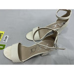 Womans Sugar Machelene Slip On Sandals 8 M White Open Toe Ankle Strap Block Heel Photo 2