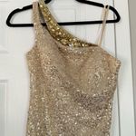 La Femme Gold Full Sequin One Shoulder Maxi Dress Photo 3