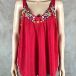 Self Esteem Red Embroidered Tank Top NWT Size Medium Photo 6