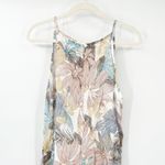 Lungo L'arno Women 100% Linen Beachy Leaf Floral Tropical Print Dress Size S Blue Photo 7