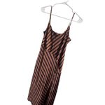 A New Day  Small Brown & Black Striped Midi Dress Spaghetti Straps NWOT Photo 1