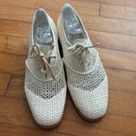 All Black Size 38 US 7.5 Woven Oxfords Shoes Lace Up Cream TINY FLAW Photo 2
