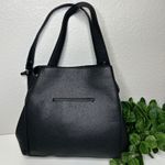 Dana Buchman Black Faux Leather Shoulder Bag Tote Handbag Purse Flower Photo 1