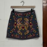 Umgee  Embroidered Linen Cotton Mini Skirt Gray Size Medium boho Photo 1