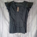 J.Crew  Black V-Neck Ruffle Sleeve Top NWT Photo 12