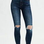 American Eagle Distressed Super Stretch Hi Rise Jegging Jeans Med Blue 6 Womens Photo 0