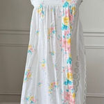 Vintage 70s Sundress Nightgown Floral Smocked S White Photo 1