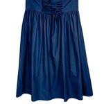 ZARA Corset Lace Up Waist Midi Skirt Sz Medium Navy Blue Poplin Cotton Photo 0