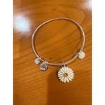 ALEX AND ANI Bracelets Gold Tone Charm Bangle Set of 5 Daisy Blue Stone Heart Photo 4