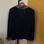 St. John  Evening Knit Jacket Embellished Rhinestones Pointed Collar Blue Size 12 Photo 7